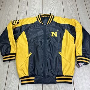 Navy Midshipmen Steve &‎ Barrys Varsity Jacket Men's S Polyvinyl Full-Zip Blue/Y